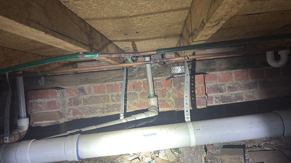 Signs of past leaking in the subfloor from an unknown source, found during a pre-purchase inspection in Westmeadows