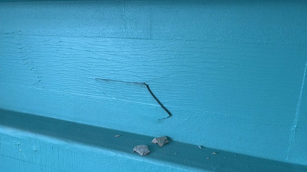 Split in the membrane that has to be patched before tiling, found during a waterproofing inspection in Reservoir